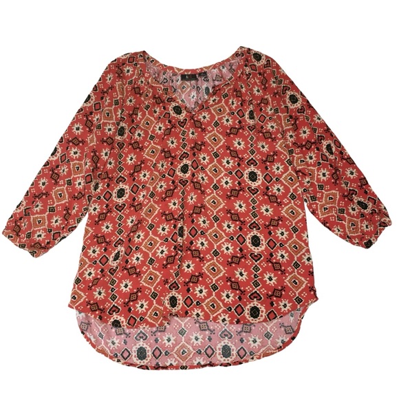 ALC Orange Black Geometric Lightweight Rayon Top - Women’s XL - Picture 2 of 11